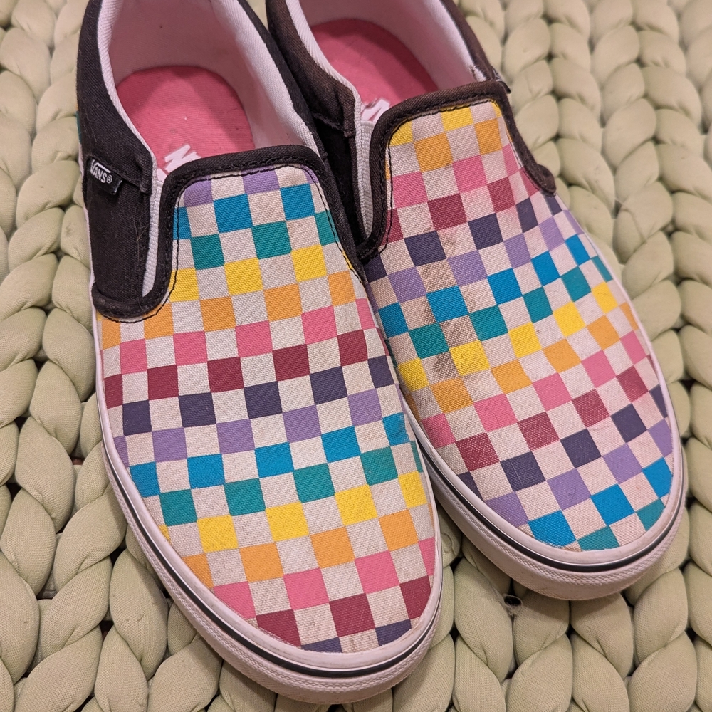 Vans Kids Multicolor Checkered Slip-On Shoes